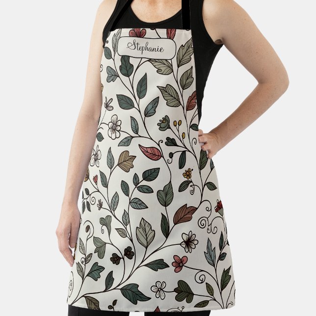 Custom Whimsical Flower & Vine  Apron (Creator Uploaded)