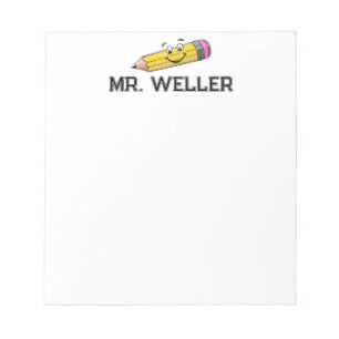 Custom Whimsical Fun Smiling Pencil Block Letters Notepad