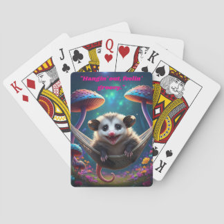 Custom Whimsical Opossum Psychedelic Hippie Playing Cards
