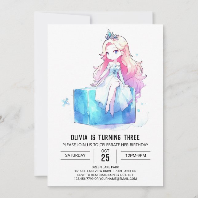 Custom Whimsical Princess Birthday Invitation (Front)