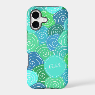 Custom Whimsical Vintage Cute Blue Green Pattern