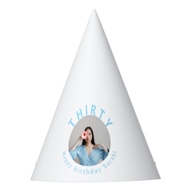 Custom White 30th Birthday Party Hat (Front)