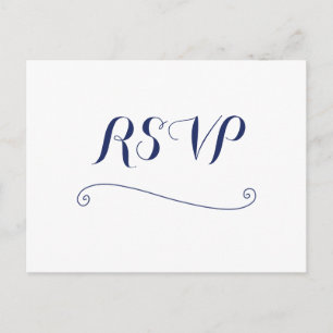 Custom White And Blue Wedding RSVP Postcards