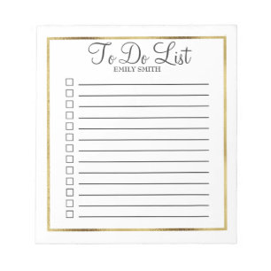 Custom White and Gold To Do Notepad