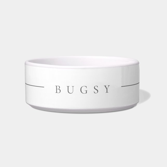 Custom: White and grey name pet bowl (Front)