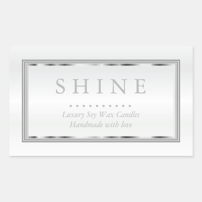 Custom White and Silver Rectangular Sticker (Front)