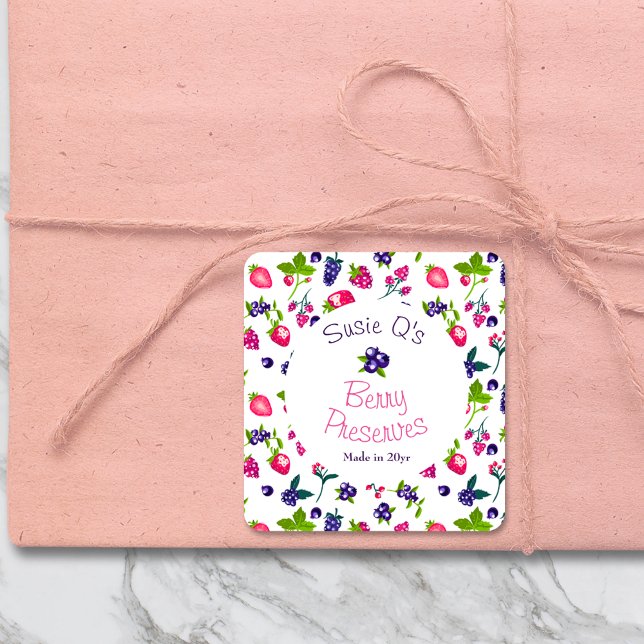 Custom White•Berry Preserves DIY Canning Square Sticker (Creator Uploaded)