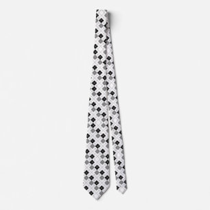 Custom White Black and Grey Argyle Tie