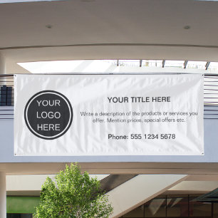Custom White & Black Business Logo Advertising  Banner