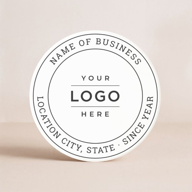 Custom White Black Business Logo Company Name Coaster (Creator Uploaded)
