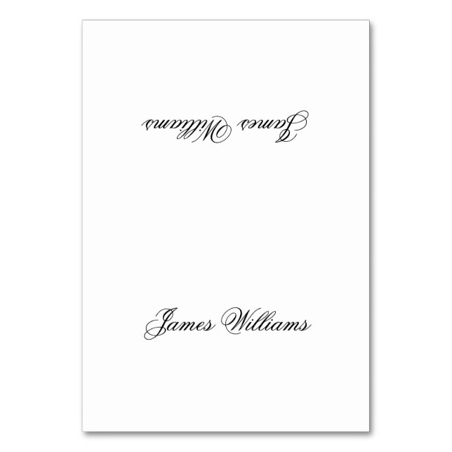 Custom White Black Simple Place Setting Cards (Front)