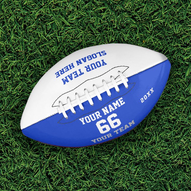 Custom white blue Football with Name, Number, Team (Creator Uploaded)