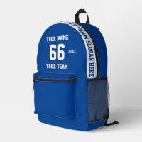 Custom white blue Name, Number, Team Sport