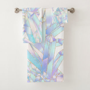 CUSTOM WHITE BLUE PURPL CRYSTAL BATHROOM TOWEL SET