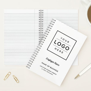 Custom White Business Logo and Employee Name Notebook