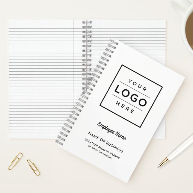 Custom White Business Logo and Employee Name Notebook (Creator Uploaded)