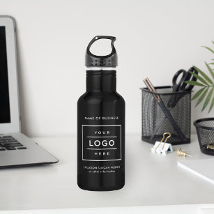 Custom White Business Logo Branded Black 532 Ml Water Bottle
