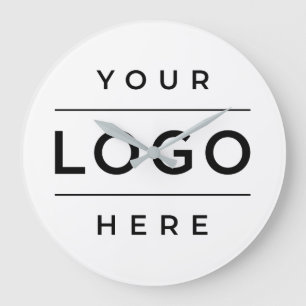 Custom White Business Logo Company Branded Large Clock