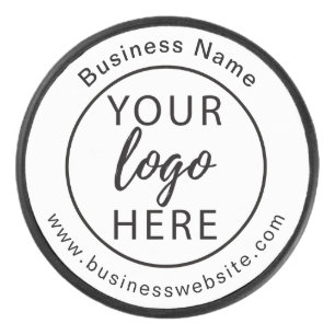 Custom White Business Logo  Hockey Puck