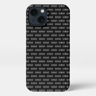 Custom White Business Logo on Black Pattern iPhone 13 Case