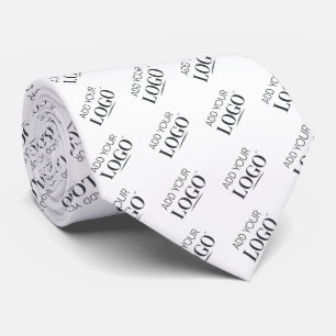 Custom White Business Logo Pattern Professional Tie