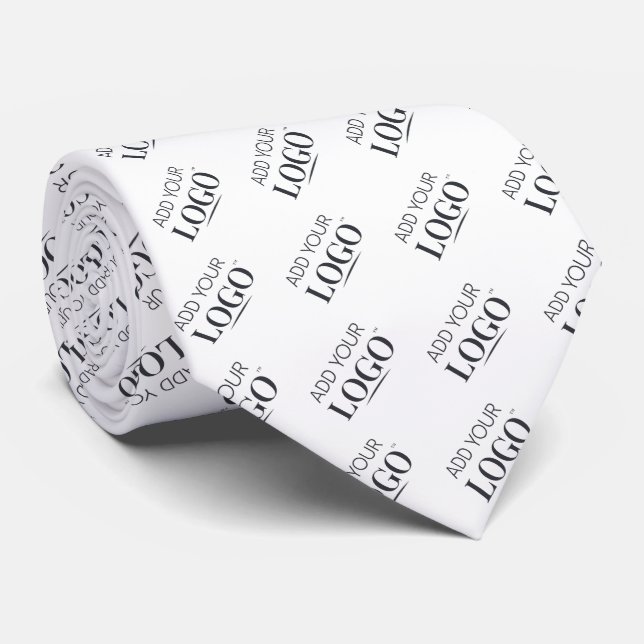 Custom White Business Logo Pattern Professional Tie (Rolled)