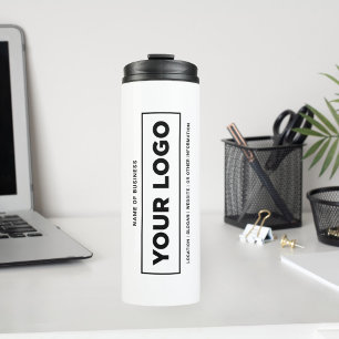 Custom White Business Name and Logo White Branded Thermal Tumbler