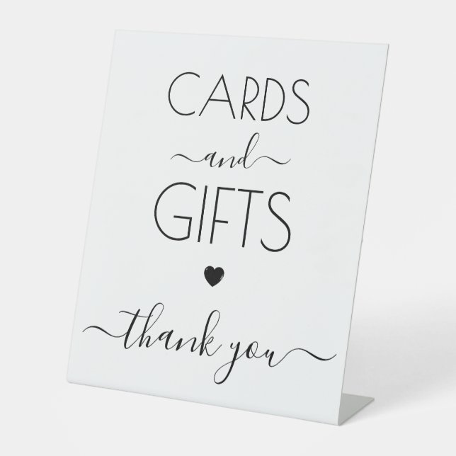Custom White Calligraphy Cards & Gifts Pedestal Sign (Front)