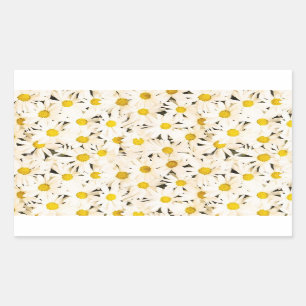 Custom White Daisies Blank Elegant Template Rectangular Sticker