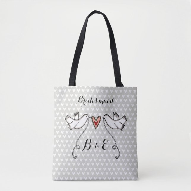 Custom White Doves Wedding Bridal Shower Hen Do Tote Bag (Front)