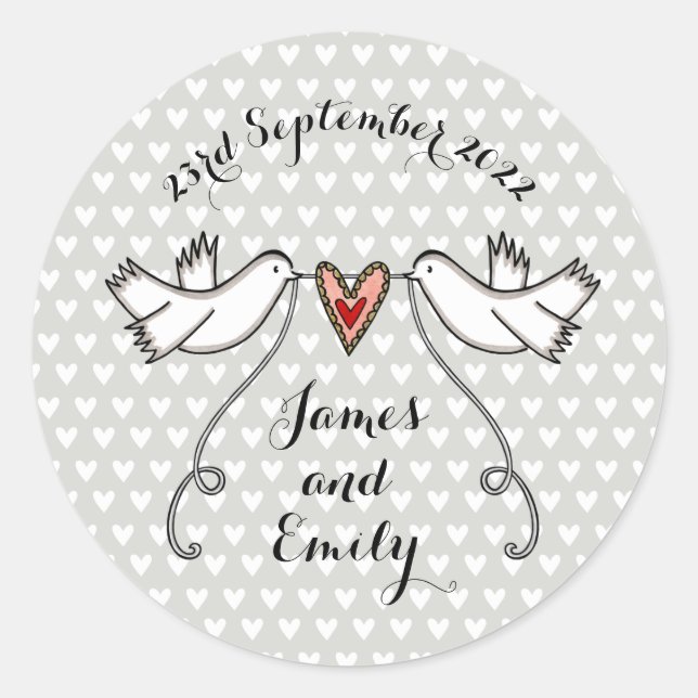 Custom White Doves Wedding Sticker (Front)