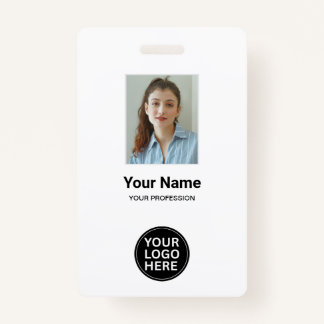 Custom White Employee Photo ID Logo Name Badge ID Badge
