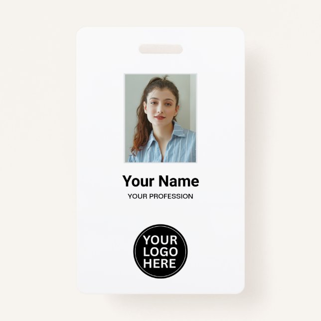 Custom White Employee Photo ID Logo Name Badge ID Badge (Front)