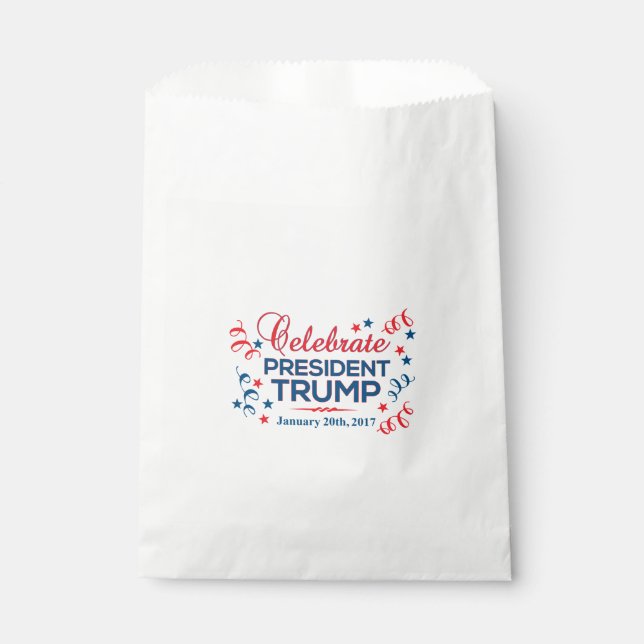 Custom White Favour Bag - Celebrate President Trum (Front)