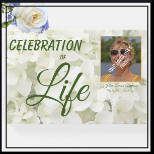 Custom White Floral 'Celebration Of Life' Photo Guest Book