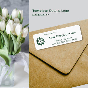 Custom White Florist Logo & Green Return Address Label