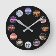 Custom White Framed 12 Photo Clock 