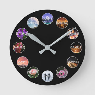 Custom White Framed 12 Photo Clock 