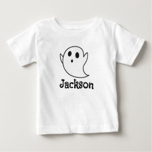 Custom White Ghost Halloween T-Shirt for Toddlers 