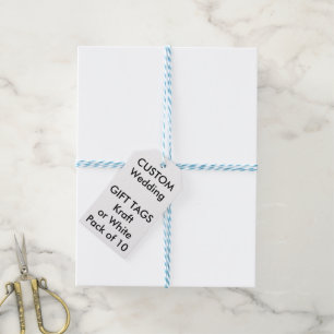 Custom WHITE Gift Tags (10), BLUE & WHITE Twine