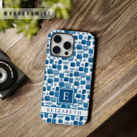 Custom White Light Dark Blue Abstract Pattern