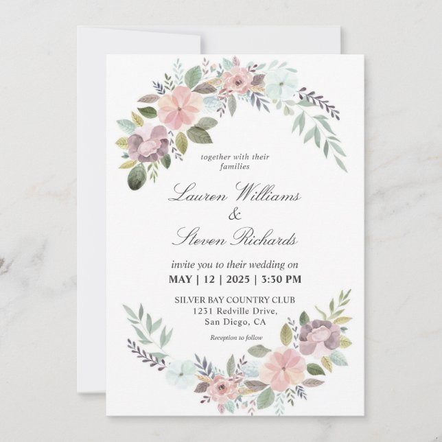 Custom White Light Pink Soft Blue Romantic Corner Invitation (Front)