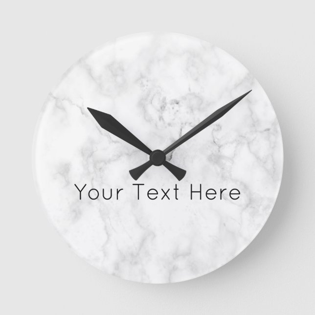 Custom White marble Acrylic Small Round Clock (Front)