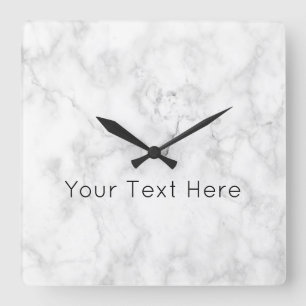 Custom White marble Acrylic Square Clock