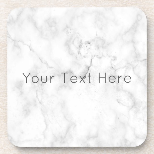 Custom White Marble Hard Plastic Coaster (Front)