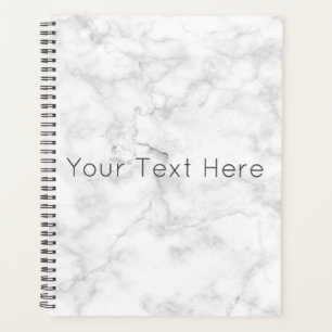 Custom White Marble Planner -Black