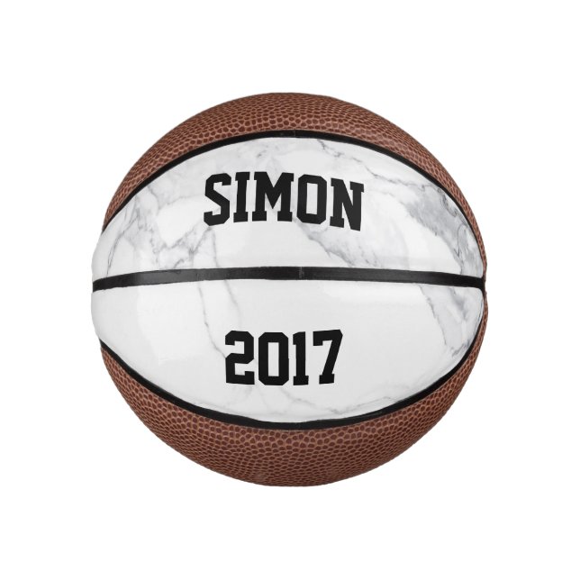 Custom White Marble Texture Mini Basketball (Front)