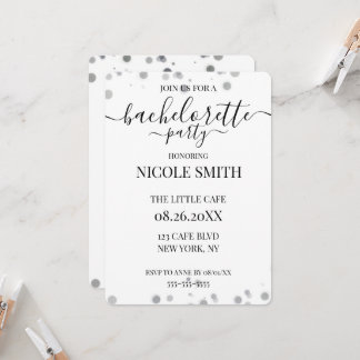 Custom White Minimal Orbs Bachelorette Party Invitation