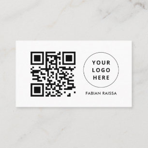 Custom White Modern Business Logo and QR Code Card