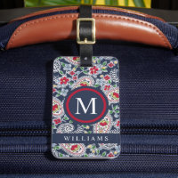Custom White Navy Blue Red Paisley Pattern
